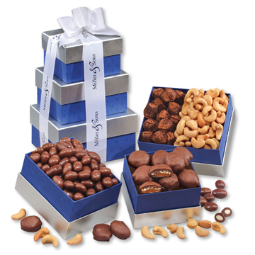 Enchanting Delight Chocolate & Nuts Sweet Tower Gift Set - 6" L x 5" W x 8.5" H